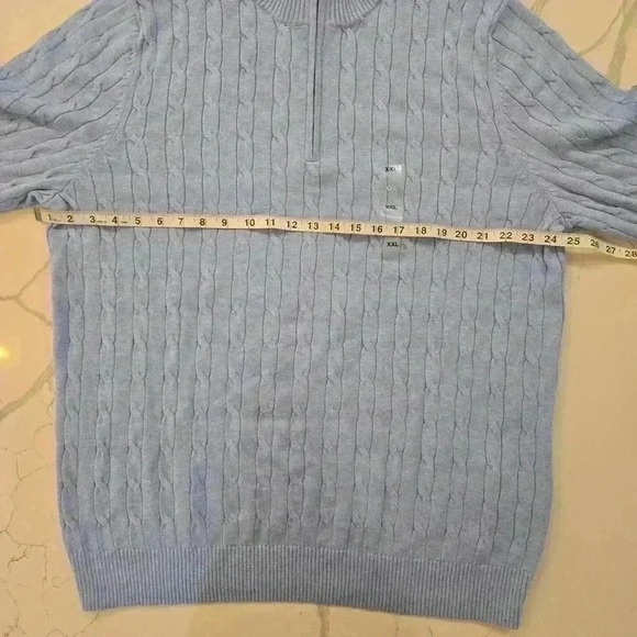 NWT Club Room Mens 1/4 Zip Cable Knit Oversized Sweater Blue Size XXL - Picture 6 of 11